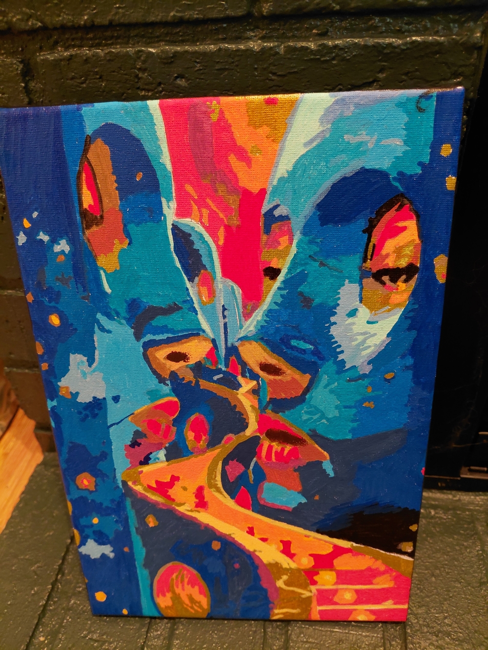 Vibrant Abstract Blue & Gold Canvas Art